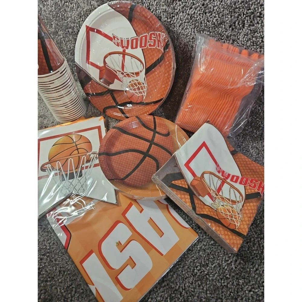 177 Pc Basketball Themed Party Supplies.  New
